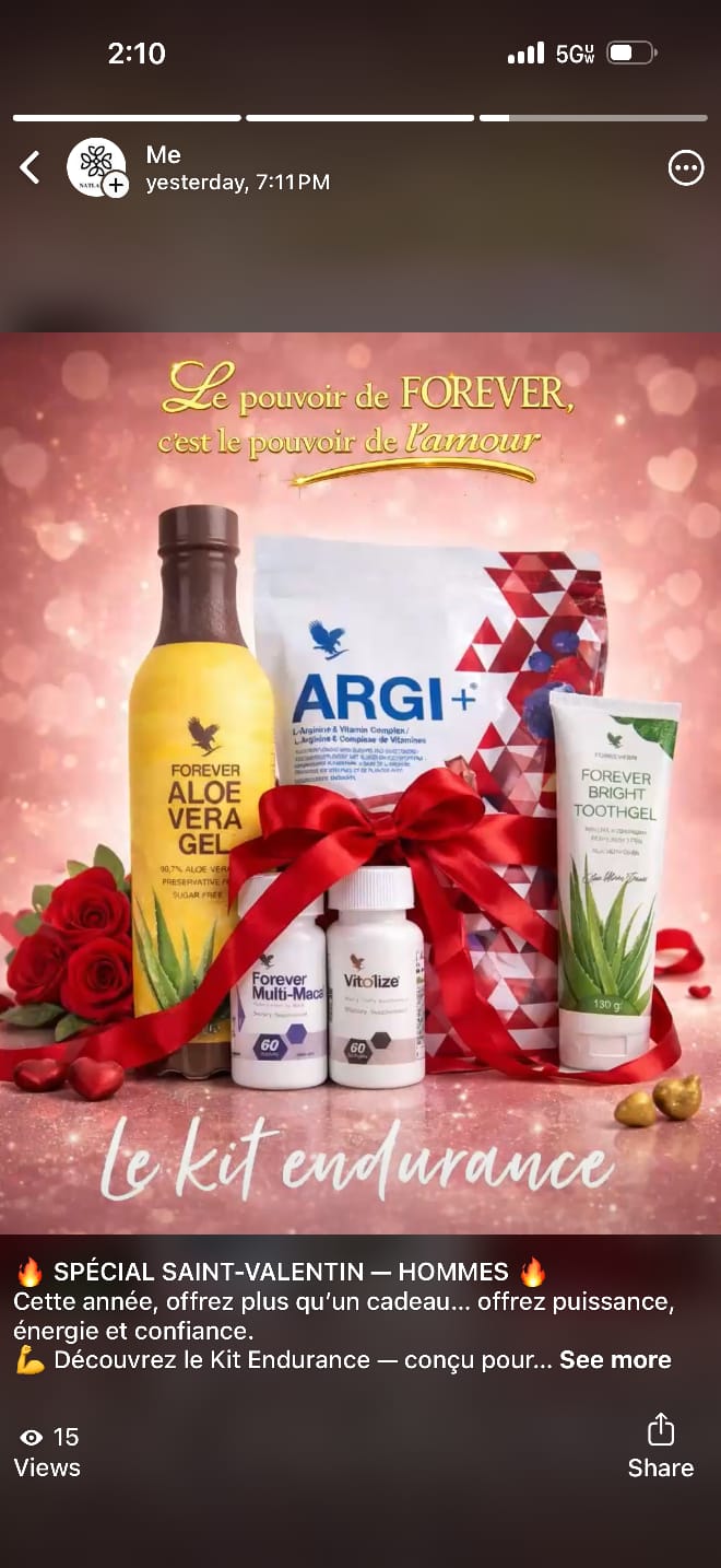 Forever Aloe Gel + Argi+ + MultiMaca + Vitolize Men + Bright