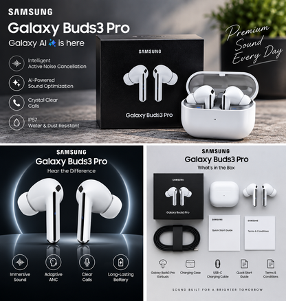 Samsung Galaxy Buds3 Pro Wireless Bluetooth Earbuds with Charging Case