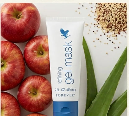 Lifestyle photo of the mask on a nightstand, emphasizing its use as a sleep treatment.