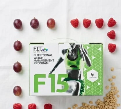 Lifestyle photo of the F15 supplements prepared for a daily routine.