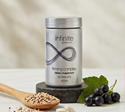 Infographic highlighting Marine Collagen, Vitamin C, and French Melon ingredients.