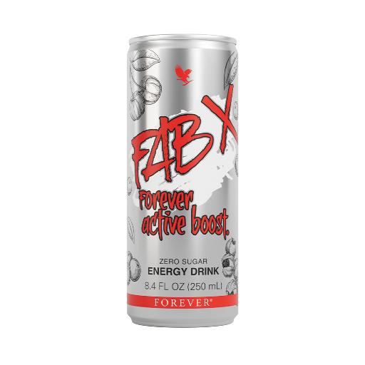 FAB X Forever Active Boost silver and grey can 8.4 fl oz.