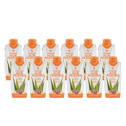 Forever Aloe Peaches Minis 12 Pack Natural Healthy Aloe Vera Drink