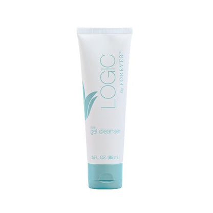 Logic by Forever Aloe Gel Cleanser 3 fl oz (88 mL) tube in minimalist white packaging.