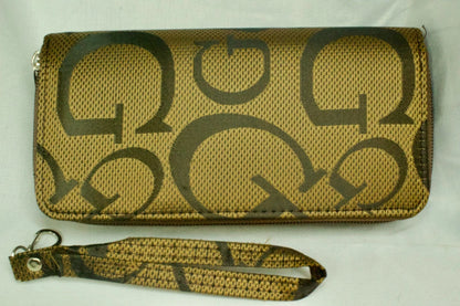 Ladies Large G Pattern Double-Zip Wallet – Dark Gold