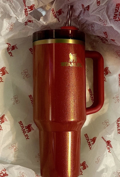 Stanley Quencher H2.0 FlowState Tumbler – 40 oz Scarlet Tinsel Limited Edition | New in Box