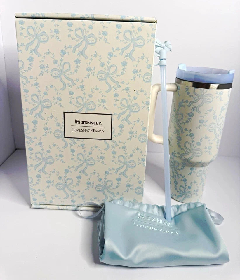Stanley x LoveShackFancy Quencher H2.0 FlowState 40oz Floral Bow Handle Straw Tumbler