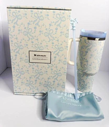 Stanley x LoveShackFancy Quencher H2.0 FlowState 40oz Floral Bow Handle Straw Tumbler